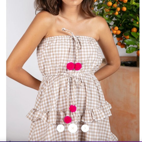 Sundress // JASMIN DRESS GINGHAM BEIGE - Picture 5 of 5